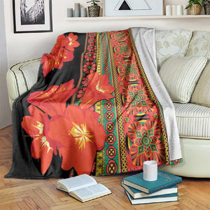 Afro Beauty Clivia Miniata Flowers Blanket