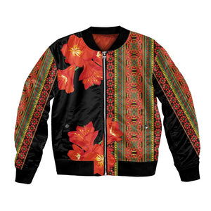 Afro Beauty Clivia Miniata Flowers Bomber Jacket
