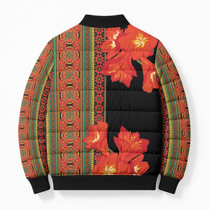 Africa Beauty Clivia Miniata Flowers Bomber Puffer Jacket