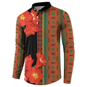Africa Beauty Clivia Miniata Flowers Button Sweatshirt