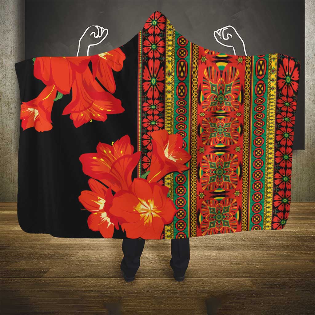 Afro Beauty Clivia Miniata Flowers Hooded Blanket