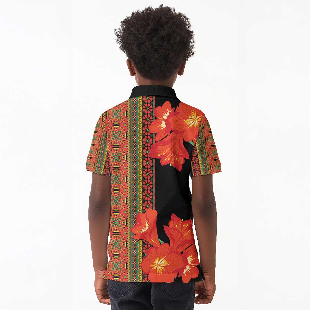 Afro Beauty Clivia Miniata Flowers Kid Polo Shirt