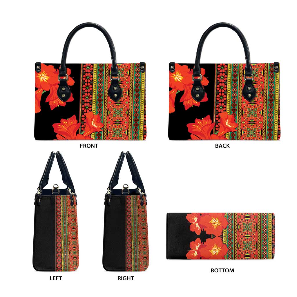 Africa Beauty Clivia Miniata Flowers Leather Bag