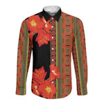 Afro Beauty Clivia Miniata Flowers Long Sleeve Button Shirt