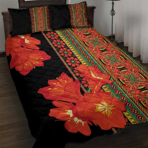 Afro Beauty Clivia Miniata Flowers Quilt Bed Set