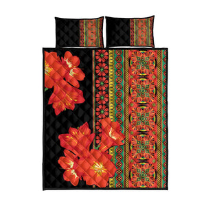 Afro Beauty Clivia Miniata Flowers Quilt Bed Set