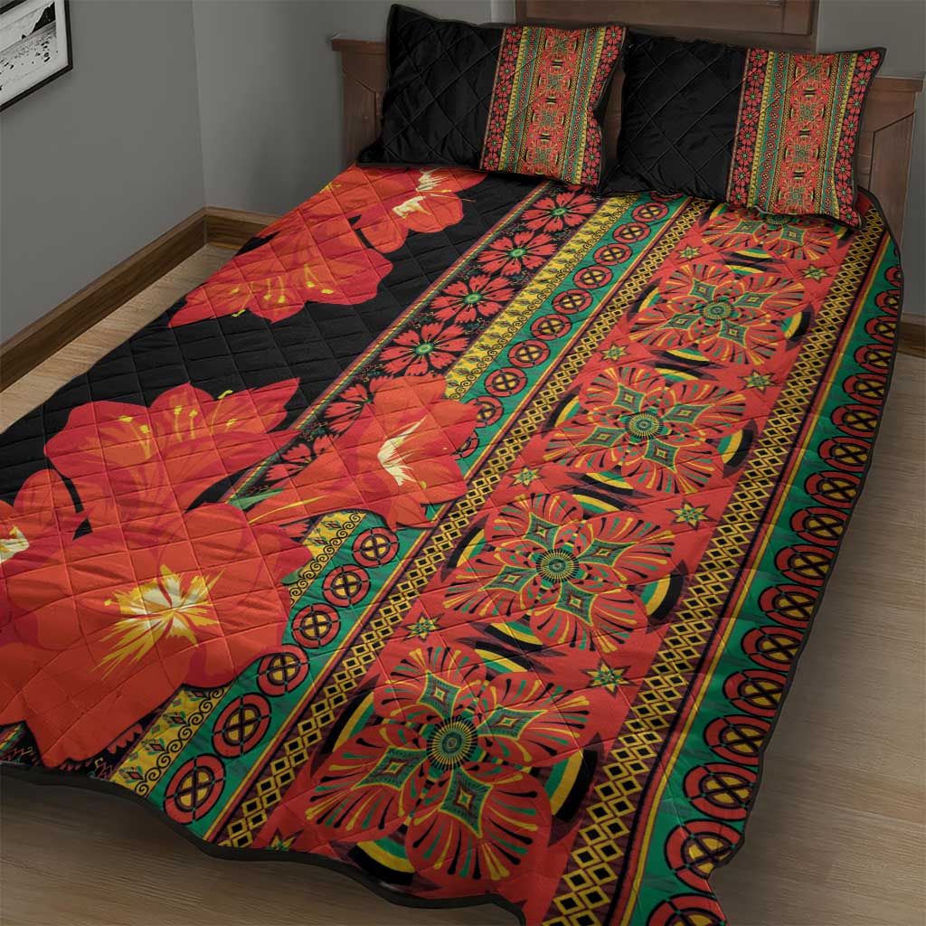 Afro Beauty Clivia Miniata Flowers Quilt Bed Set