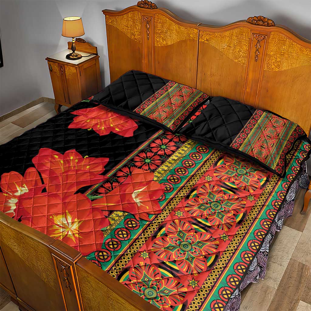 Afro Beauty Clivia Miniata Flowers Quilt Bed Set