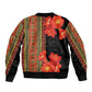 Afro Beauty Clivia Miniata Flowers Sleeve Zip Bomber Jacket
