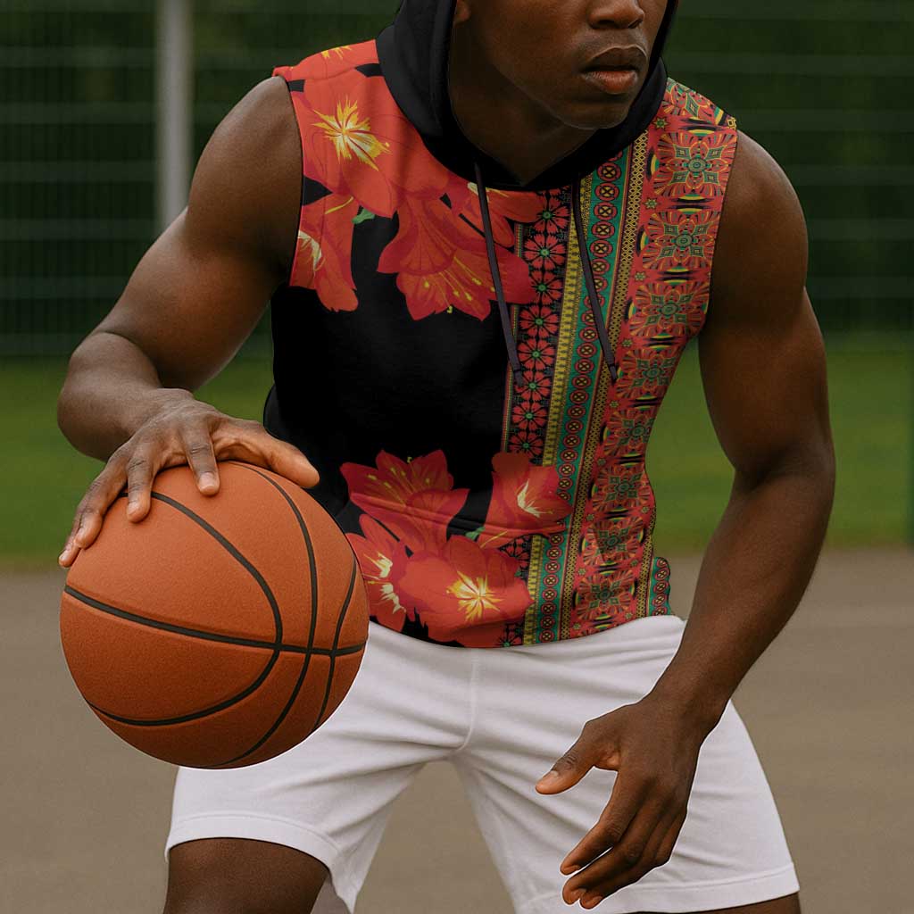 Afro Beauty Clivia Miniata Flowers Sleeveless Hoodie - African Pride