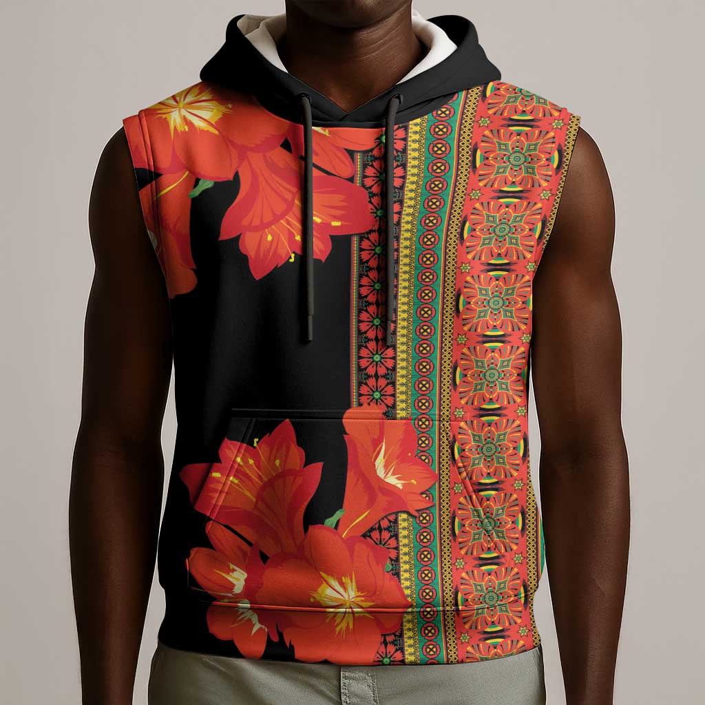 Afro Beauty Clivia Miniata Flowers Sleeveless Hoodie - African Pride