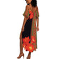 Afro Beauty Clivia Miniata Flowers Summer Maxi Dress