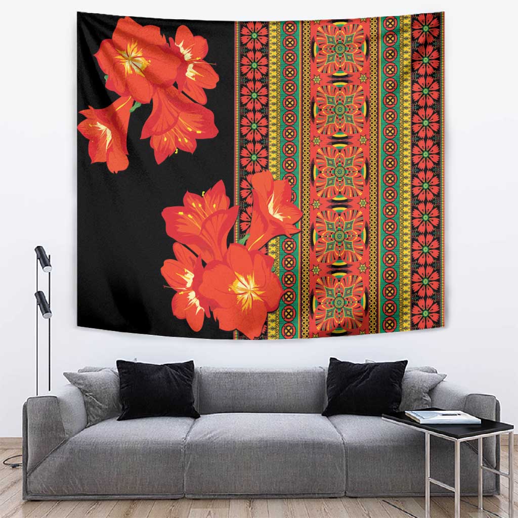 Afro Beauty Clivia Miniata Flowers Tapestry