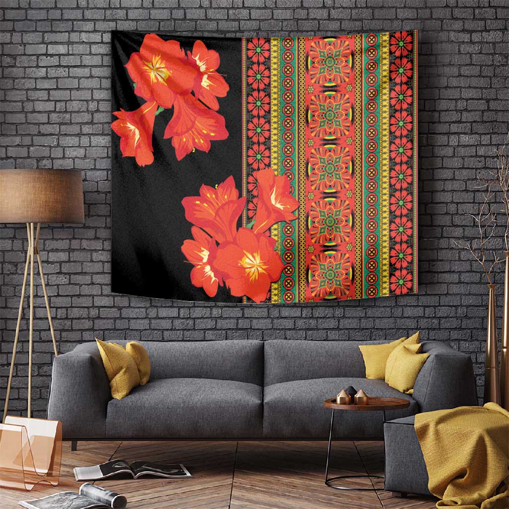 Afro Beauty Clivia Miniata Flowers Tapestry