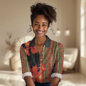 Afro Beauty Clivia Miniata Flowers Women Casual Shirt LT9