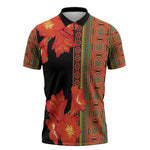 Africa Beauty Clivia Miniata Flowers Zipper Polo Shirt