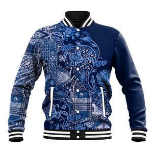 Afro Floral mix Maasai Shuka Baseball Jacket Blue Moitf LT9