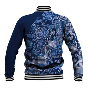 Afro Floral mix Maasai Shuka Baseball Jacket Blue Moitf LT9
