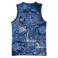 Afro Floral mix Maasai Shuka Basketball Jersey Blue Moitf - African Pride