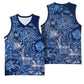 Afro Floral mix Maasai Shuka Basketball Jersey Blue Moitf - African Pride