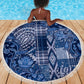 Afro Floral mix Maasai Shuka Beach Blanket Blue Moitf