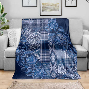 Afro Floral mix Maasai Shuka Blanket Blue Moitf