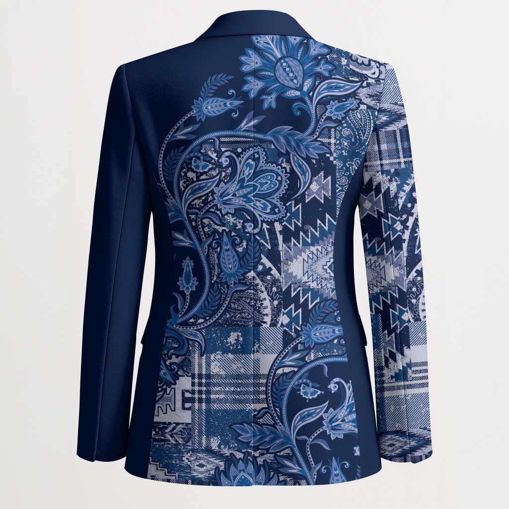 Africa Floral mix Maasai Shuka Blazer Blue Moitf
