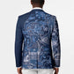 Africa Floral mix Maasai Shuka Blazer Blue Moitf