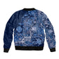 Afro Floral mix Maasai Shuka Bomber Jacket Blue Moitf