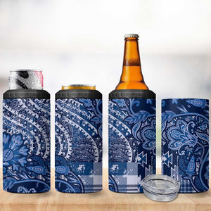 Afro Floral mix Maasai Shuka 4 in 1 Can Cooler Tumbler Blue Moitf
