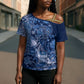 Africa Floral mix Maasai Shuka Cross Shoulder Shirt Blue Moitf