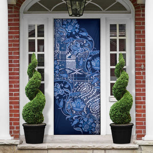 Africa Floral mix Maasai Shuka Door Cover Blue Moitf