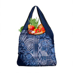 Afro Floral mix Maasai Shuka Grocery Bag Blue Moitf