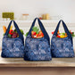 Afro Floral mix Maasai Shuka Grocery Bag Blue Moitf