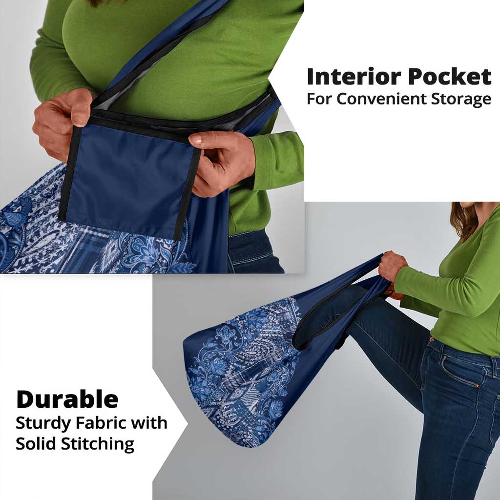 Afro Floral mix Maasai Shuka Grocery Bag Blue Moitf