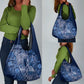 Afro Floral mix Maasai Shuka Grocery Bag Blue Moitf