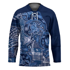 Africa Floral mix Maasai Shuka Hockey Jersey Blue Moitf