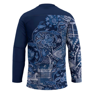 Africa Floral mix Maasai Shuka Hockey Jersey Blue Moitf