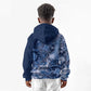 Afro Floral mix Maasai Shuka Kid Hoodie Blue Moitf