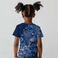 Afro Floral mix Maasai Shuka Kid T shirt Blue Moitf