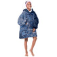 Afro Floral mix Maasai Shuka KId Wearable Blanket Hoodie Blue Moitf