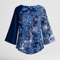 Africa Floral mix Maasai Shuka Kimono Sleeve Blouse Blue Moitf