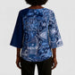Africa Floral mix Maasai Shuka Kimono Sleeve Blouse Blue Moitf