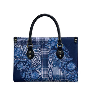 Africa Floral mix Maasai Shuka Leather Bag Blue Moitf