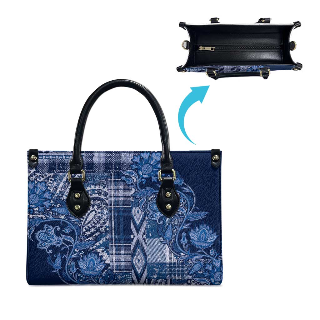 Africa Floral mix Maasai Shuka Leather Bag Blue Moitf