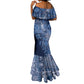 Afro Floral mix Maasai Shuka Mermaid Dress Blue Moitf