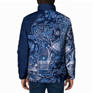 Africa Floral mix Maasai Shuka Padded Jacket Blue Moitf