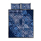 Afro Floral mix Maasai Shuka Quilt Bed Set Blue Moitf