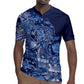 Afro Floral mix Maasai Shuka Rugby Jersey Blue Moitf