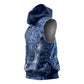 Afro Floral mix Maasai Shuka Sleeveless Hoodie Blue Moitf - African Pride
